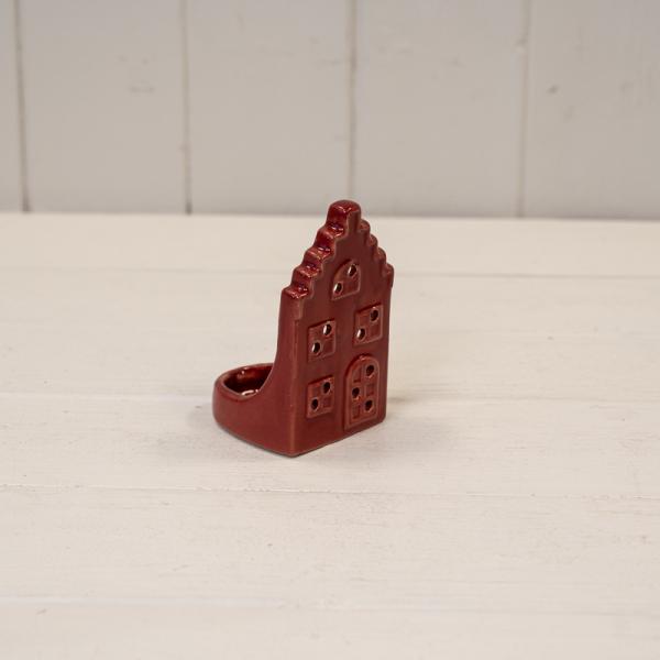 Red Ceramic House Tealight Holder with Square Roof