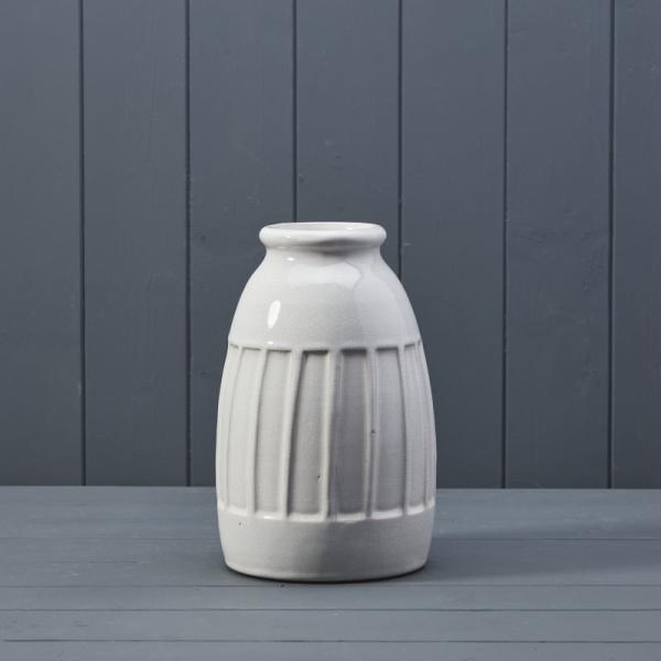 White Ceramic Vase H24.5cm x BD14cm TD9cm