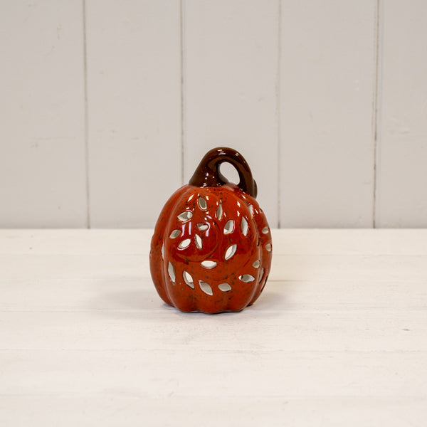 Orange Ceramic Pumpkin Tealight L9xW8.5xH12cm