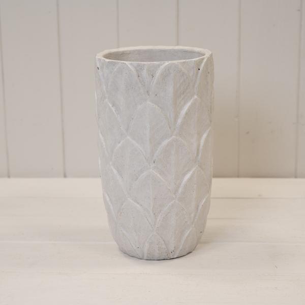 White Leaf Patterned Tall Pot TD13.2xH23cm