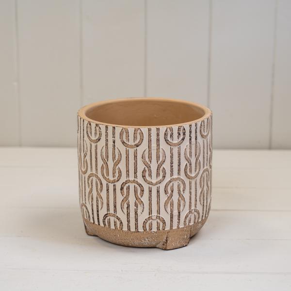 Round Brown Patterned Pot TD13.5xH12.5cm Weight-754g