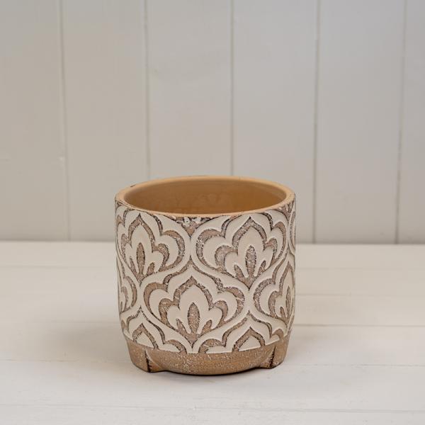 Rouund Brown Ptterned Pot TD13.5xH12.5cm Weight-761g