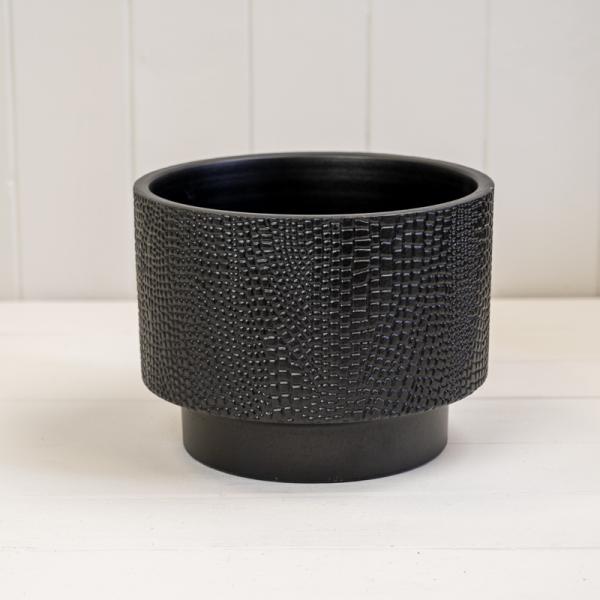 Black footed Textured Pot TD20cm H15cm
