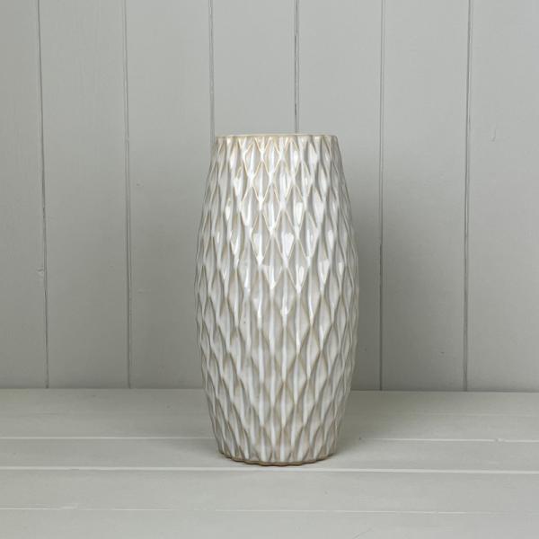 White Ceramic Honeycombe Vase H25.5cm Dia13.5cm Weight-1284g