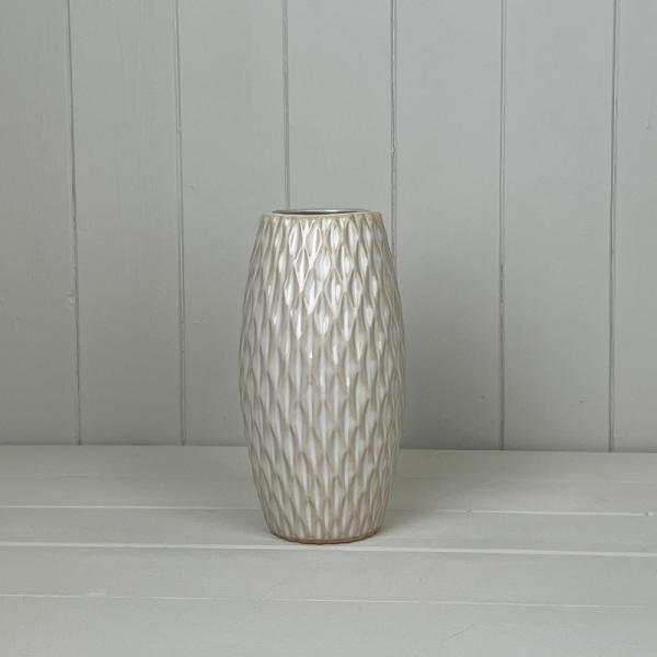 White Ceramic Honeycombe Vase H20.5ccm Dia10cm Weight-635g