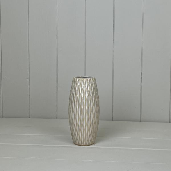 White Ceramic Honeycombe Vase H15.5cm Dia7.5cm Weight-320g