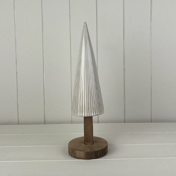 Glazed Ceramic Tree Ornament with Textured Detail L10xD10xH33cm Weight-417g