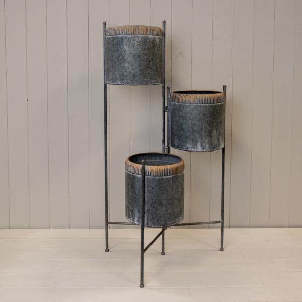 Zinc Tiered Trio Planter 45x24cm H42/86cm