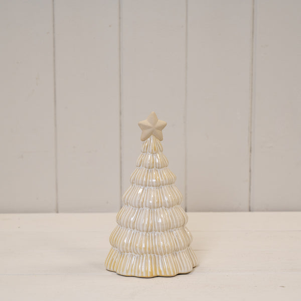 Medium Stone Glazed Ribbed Christmas Tree with Star Topper