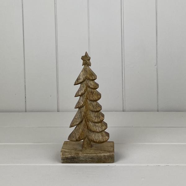 Wooden Tree on Base Festive Decoration L13.5xD5.5xH40cm Weight-523g