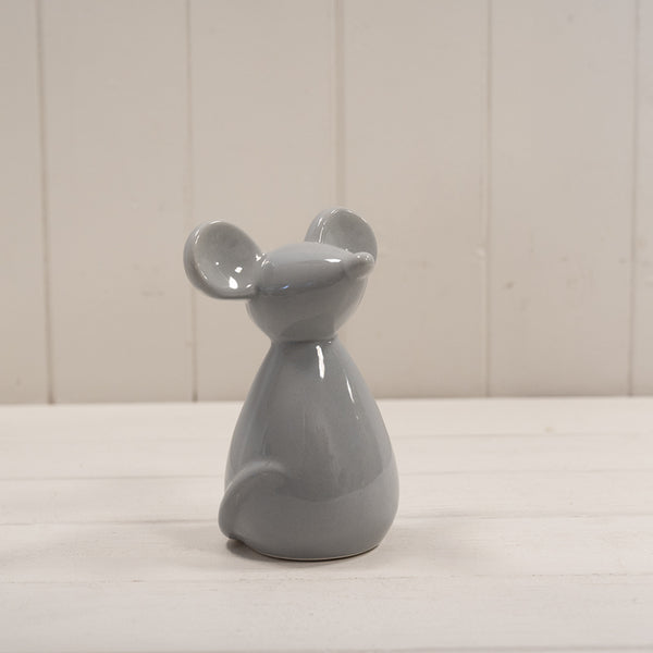 Medium Grey Ceramic Mouse H14.5 X L10.4 cm
