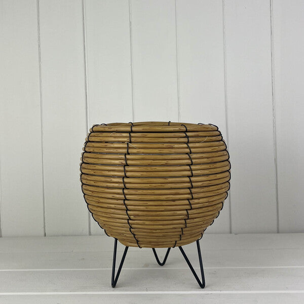 Bulbous Rattan Pot with Legs TH21.5cm MD20.5cm