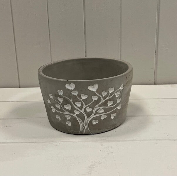 Grey Cement Love Tree Bowl TD16.8cm H9.8cm