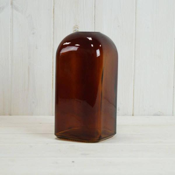 Burnt Amber Square Bottle Vase H17.8cm