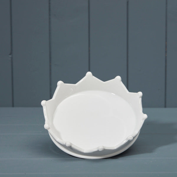 White Ceramic Crown Tray L19xW19xH4cm Weight-394g