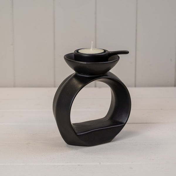 Black Ceramic Wax/Oil Burner H13cm x W12.5cm