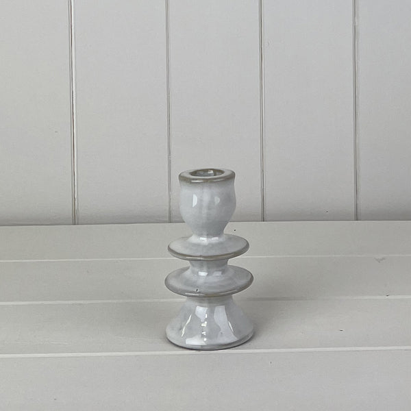 Glazed Ceramic Candle Holder with Textured Detail L6.3xD6.3xH11.2cm Weight-223g