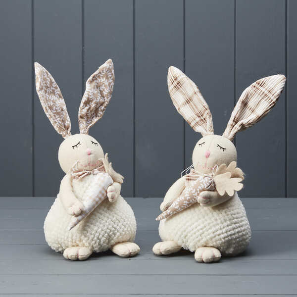 Mixed Tartan and Floral Rabbits H29 W14 D13