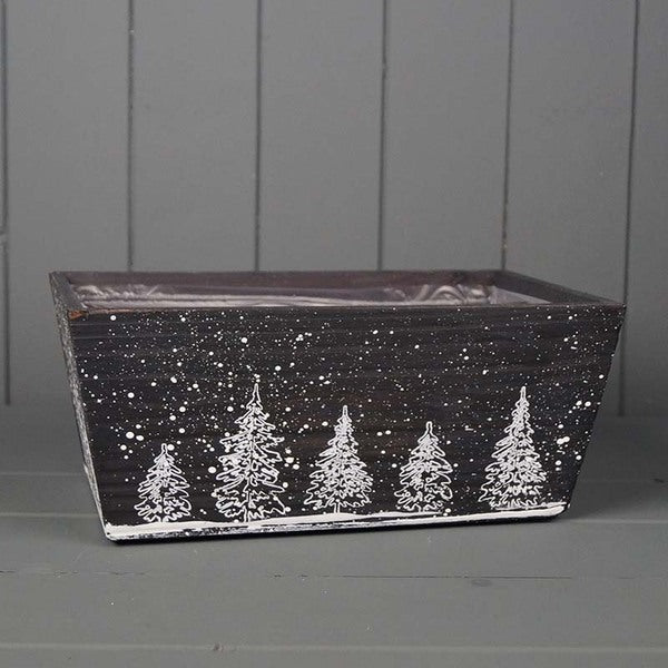 Winter Wonderland Wooden Trough Large TD28 x18cm H12cm B24 x14cm