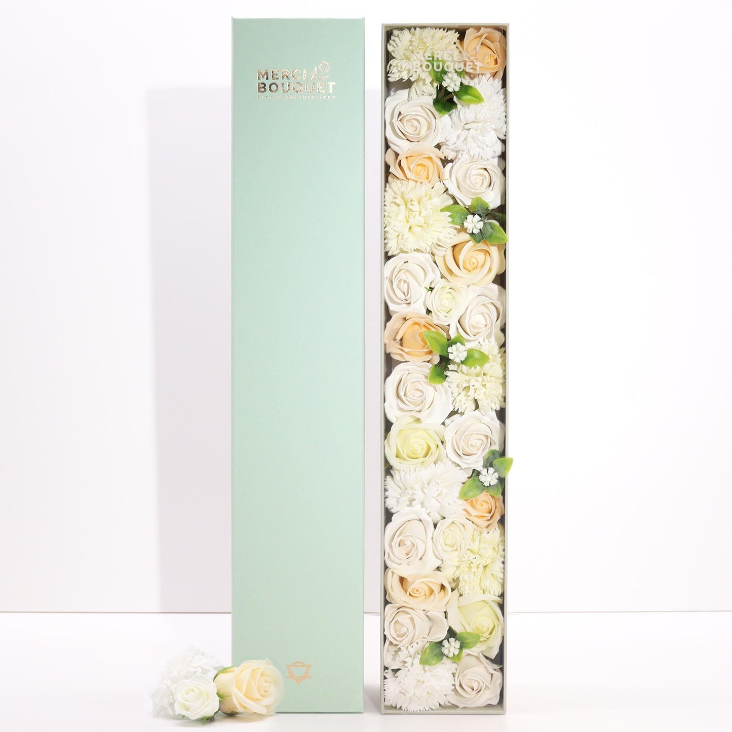 Soap Flowers Extra Long Box - Wedding Blessings - White & Ivory