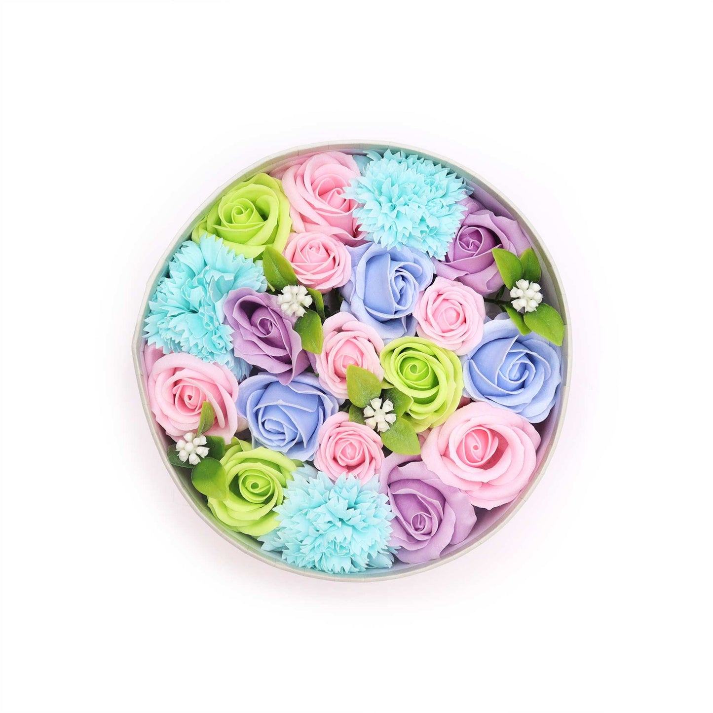 Soap Flowers Round Box - Baby Blessings - Blues