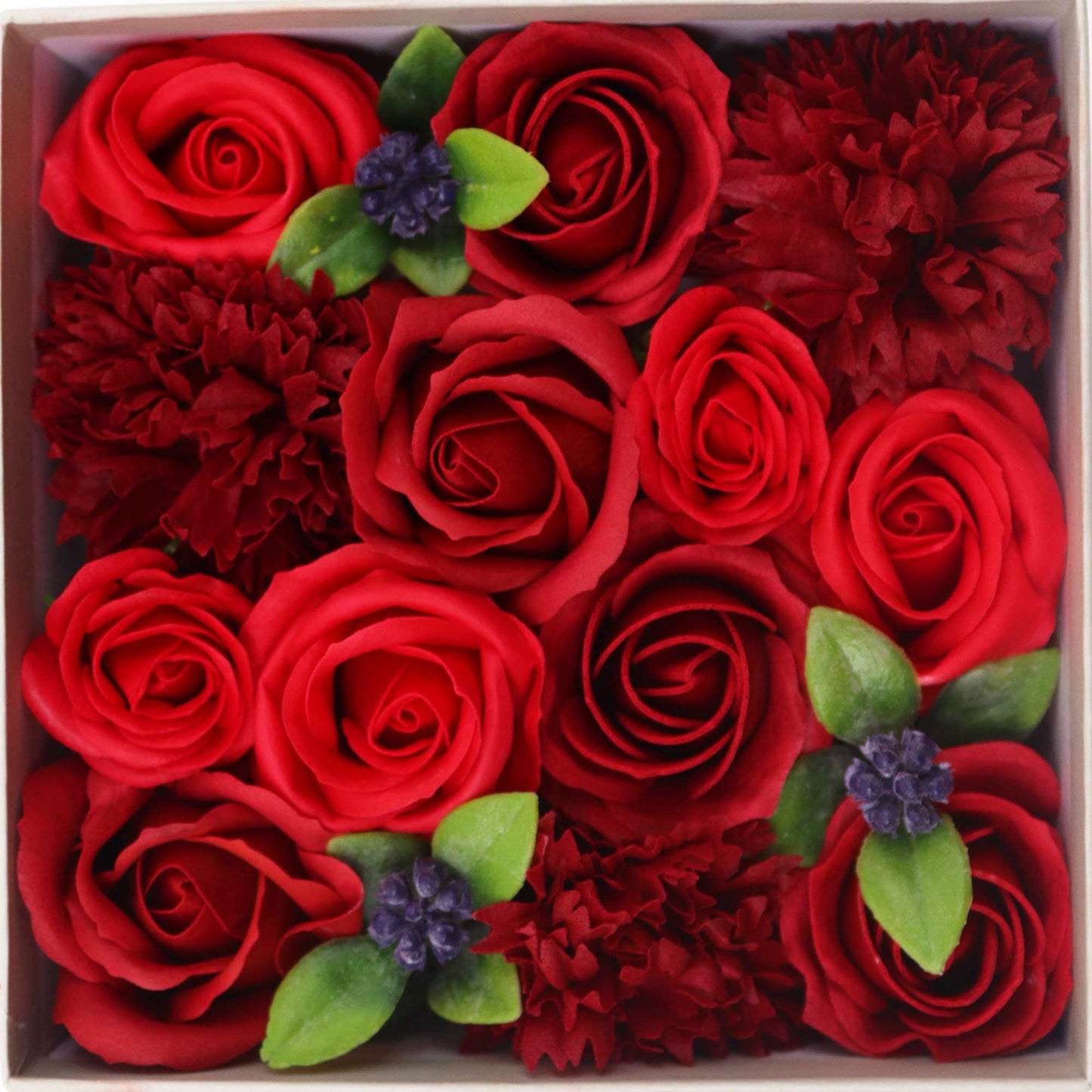 Soap Flowers Square Box - Classic Red Roses