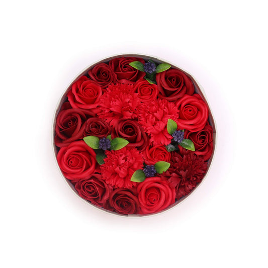 Soap Flowers Round Box - Classic Red Roses