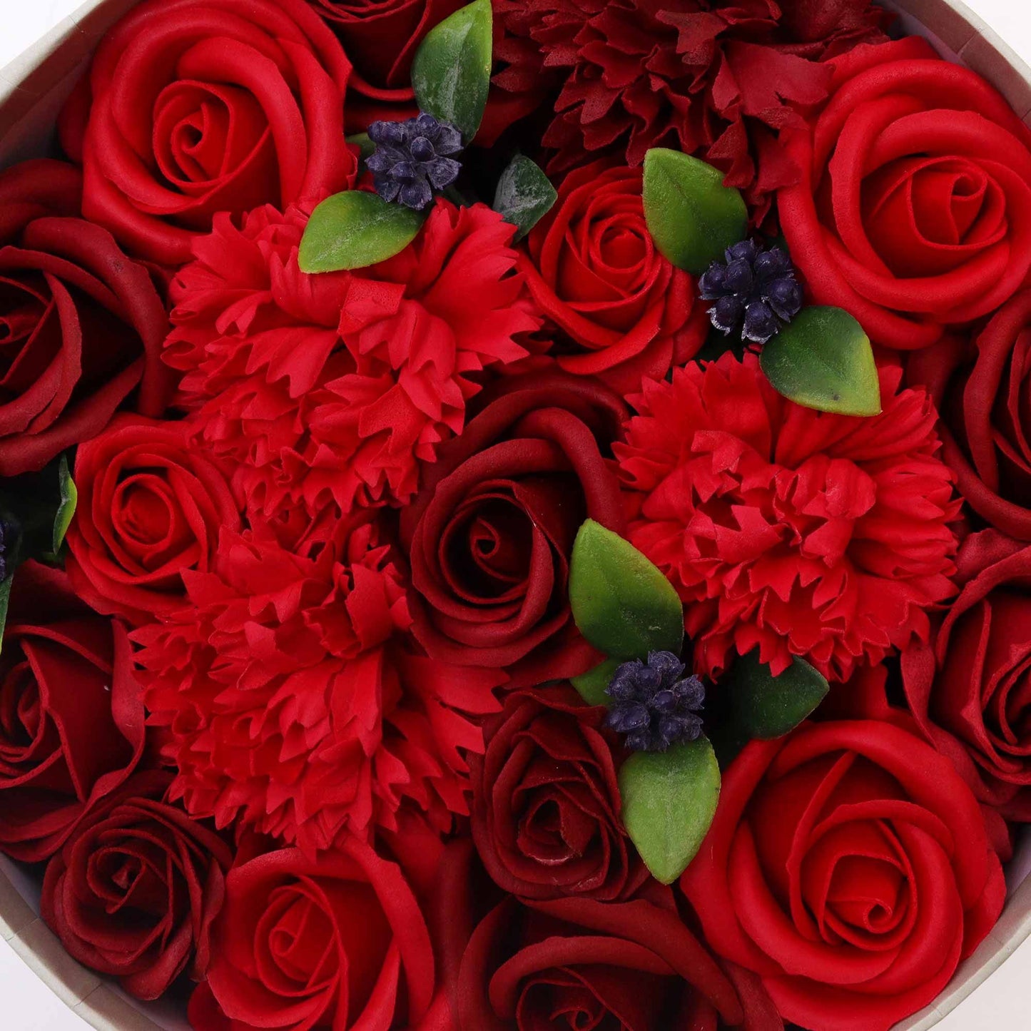 Soap Flowers Round Box - Classic Red Roses