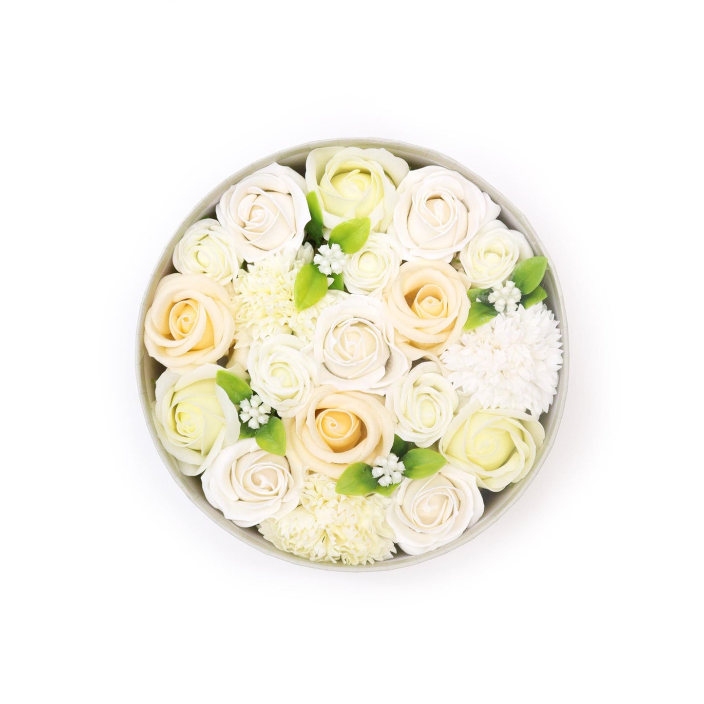 Soap Flowers Round Box - Wedding Blessings - White & Ivory
