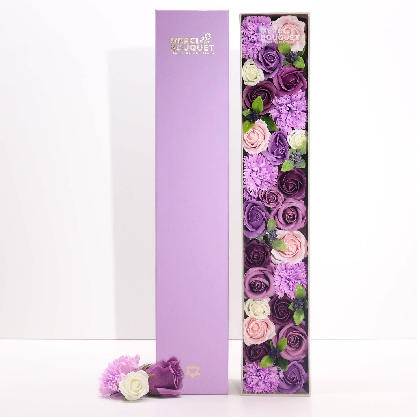 Soap Flowers Extra Long Box - Lavender Rose & Carnation