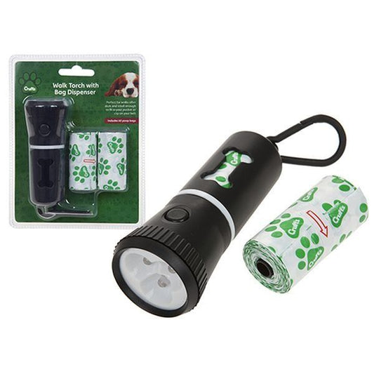 Crufts Walk Led Torch With Doggy Bag Holder + Spares