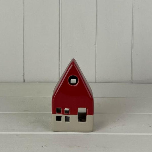 Red/White Ceramic House Decoration with LED (12.5cm)