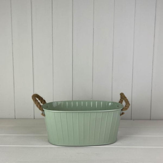 Sage Oval Tapered Trough with Rope Handles