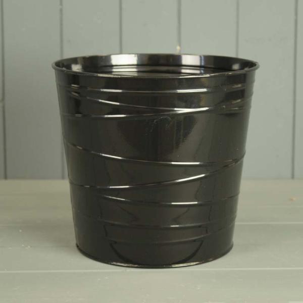 23cm Black Zinc Pot (with drainage Holes)