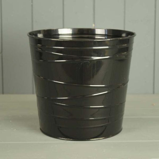 23cm Black Zinc Pot (with drainage Holes)