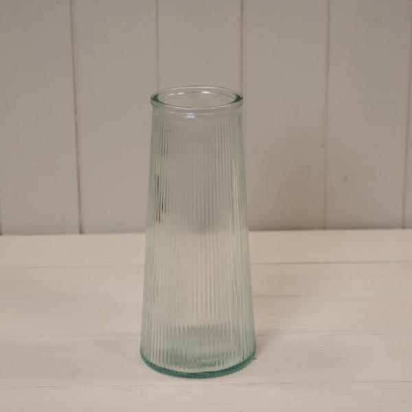 Clear Tall Ribbed Vase H22.5cm D10cm
