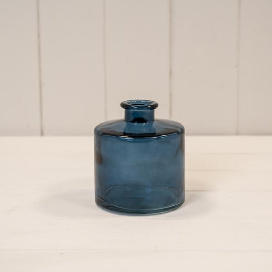 Blue Squat Glass Bottle D9 x H10.3cm