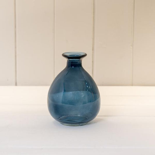 Blue Glass Bud Vase D9.2 x H12cm
