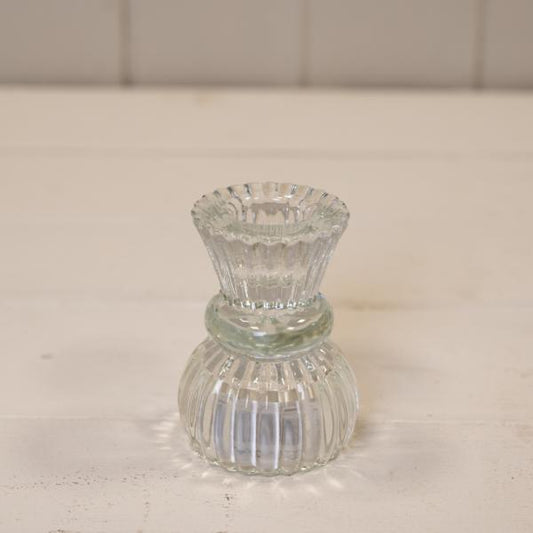 Clear Glass Two Way Candle Holder