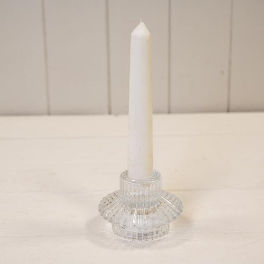 Clear Glass Two Way Candle Holder