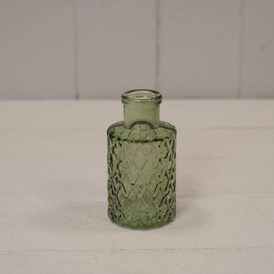 Vintage Green Mini Geometric Glass Bottle