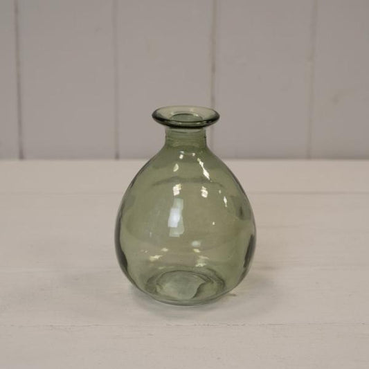 Vintage Green Glass Bud Vase