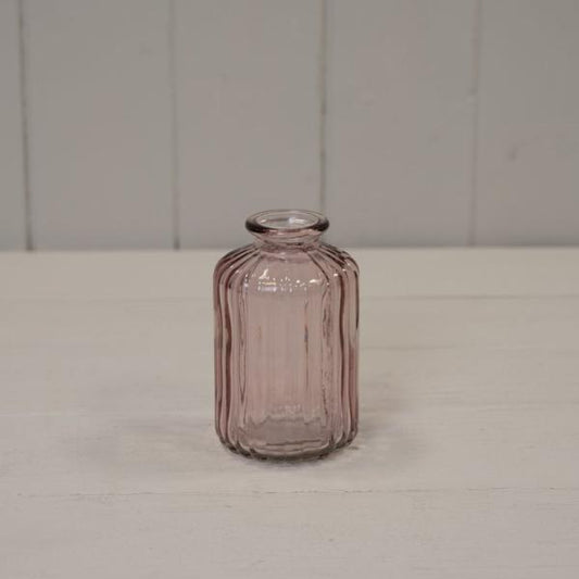 Lavender Ribbed Glass Bottle H10cm TD3.7cm B5cm W