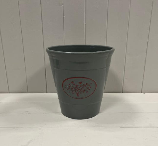 Grey Round Love Heart Tree Recycled Plastic Planter