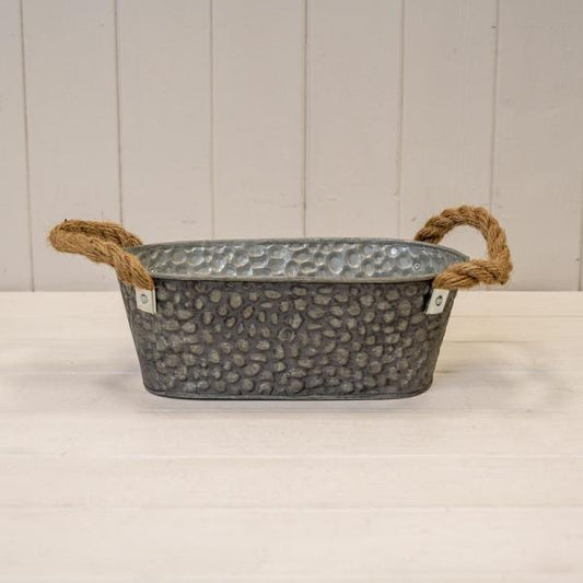 Zinc Trough with Hammered Finish (Embossed) and Rope Ears