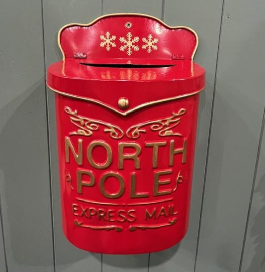 Red Metal 'North Pole Express Mail' Letterbox