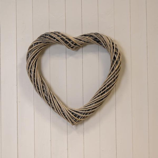 Grey Heart Thick Willow Wreath 50cm