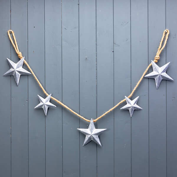 Greywash Metal Star Garland 128x2.5x11.5/15