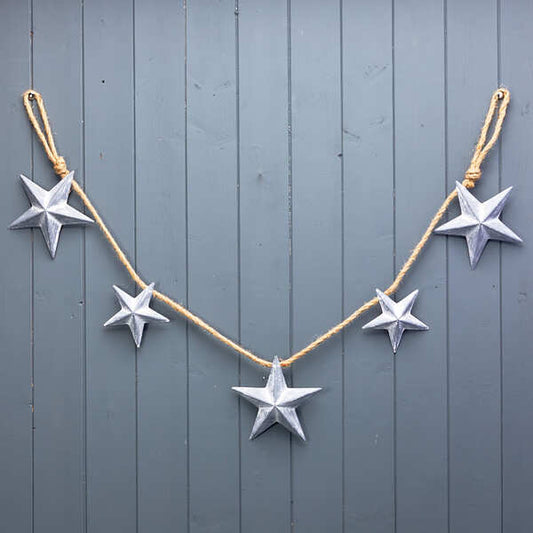 Greywash Metal Star Garland 128x2.5x11.5/15