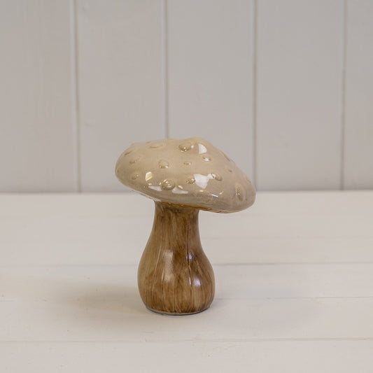 Beige Ceramic Mushroom Decoration L10.5xD9.5xH11.7cm